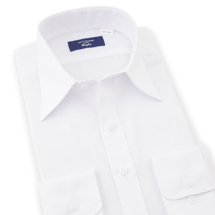 ＪＰコンフォート ネイビー 【JOHN PEARSE comfort navy】【STYLISH】【形態安定】レギュラーカラーワイシャツ/ホワイト 白