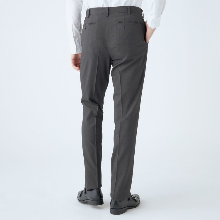 ジョンピアースブラック 【JOHN PEARSE Black SELECT LINE】【春夏】機能性ポリエステル 0タックパンツ/グレー/ウエストムーブ仕様/ULTRA MOVE/※裾上げ必要 グレー濃色