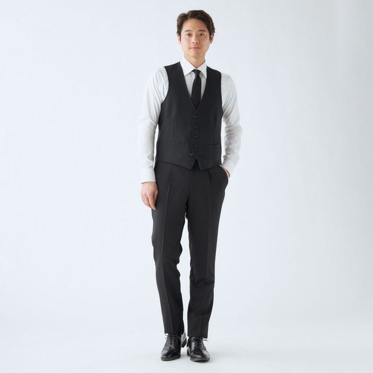 ソノタ（KONAKA用） 【JOHN PEARSE BLACK】【年間】リバーシブルジレ(ベスト)/ブラック＆グレー/SHOWER CLEAN 黒