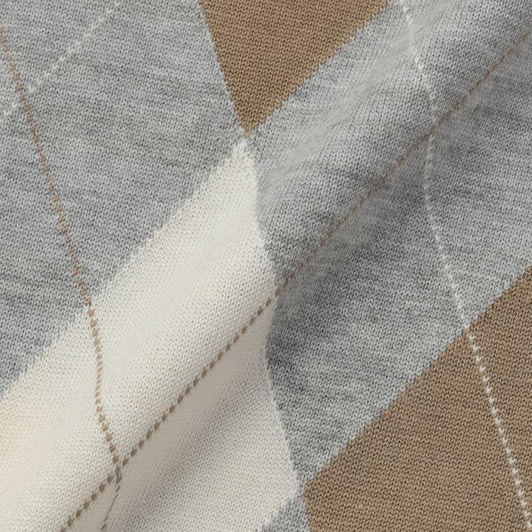 スタンリーブラッカ 【stanley blacker new york】【秋冬】アーガイルクルーネックニット/グレー グレー中間