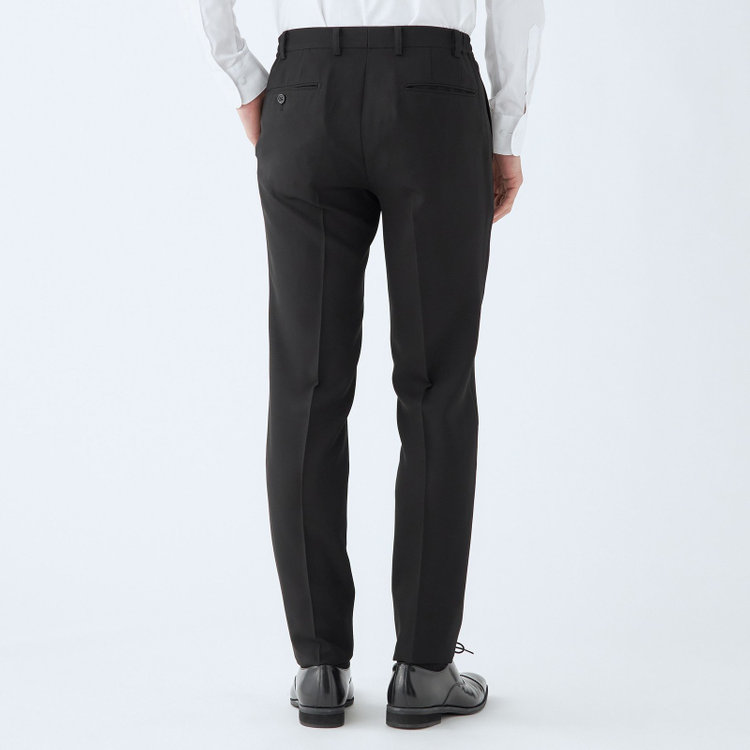 ＪＰ コンフォート 【JOHN PEARSE comfort】【スリムシルエット】2釦シングルフォーマル 1タック/ブラック/ウエストシャーリング仕様/ストレッチ/ULTRA MOVE/※裾上げ必要 黒