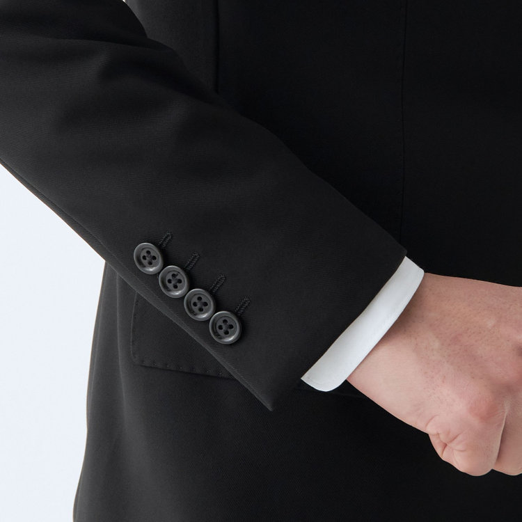 ＪＰ コンフォート 【JOHN PEARSE comfort】【スリムシルエット】2釦シングルフォーマル 1タック/ブラック/ウエストシャーリング仕様/ストレッチ/ULTRA MOVE/※裾上げ必要 黒