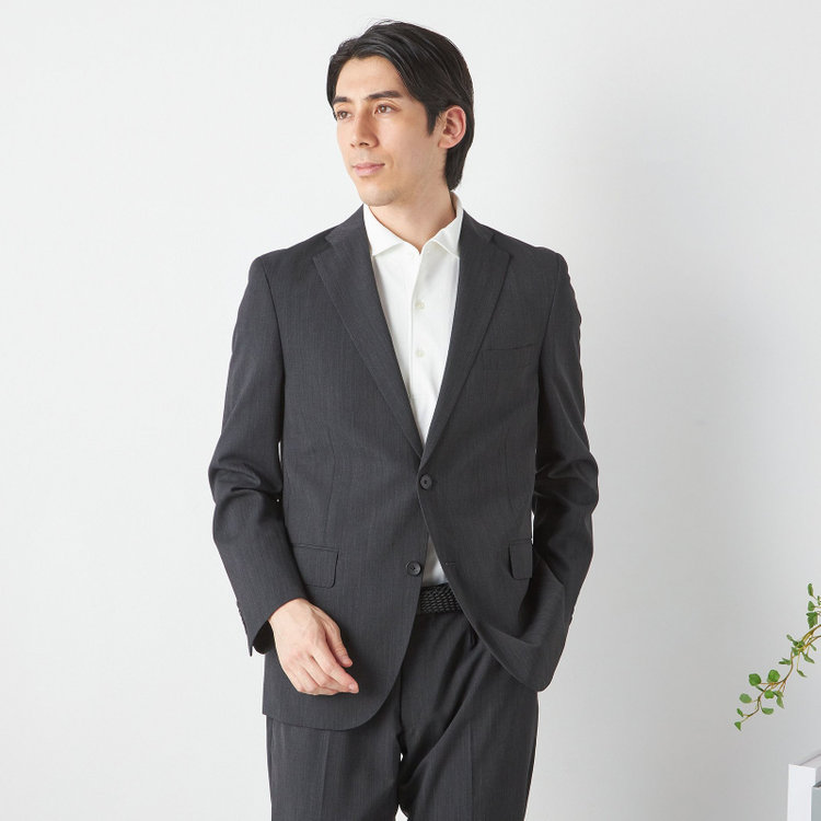 ＪＰ コンフォート 【JOHN PEARSE comfort】【春夏】2釦シングルスーツ ショートタック テーパードパンツ/ ダークグレー / SHOWER CLEAN ※裾直し必要 グレー濃色