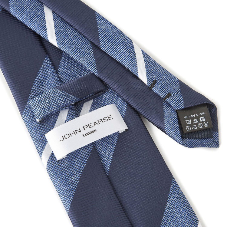 ジョンピアース 【JOHN PEARSE White】ウォッシャブル/ストライプ柄ネクタイ/8.0㎝幅/ネイビー×ホワイト その他