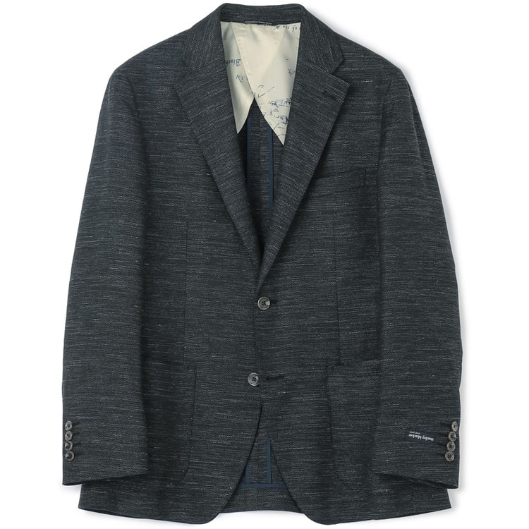 スタンリーブラッカ 【stanley blacker new york】【春夏】リネンミックス2釦シングルジャケット/カーキ×スラブ 緑濃色