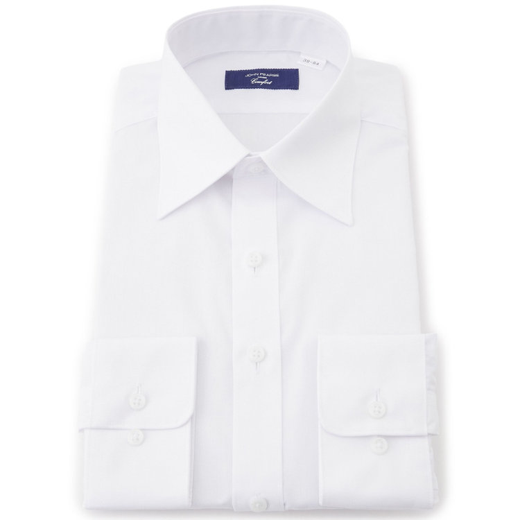 KONAKA　アウトレット 【WEB限定/OUTLET/汚れ・キズ等有】【JOHN PEARSE comfort navy】【STYLISH】【形態安定】レギュラーカラーワイシャツ/ホワイト 白