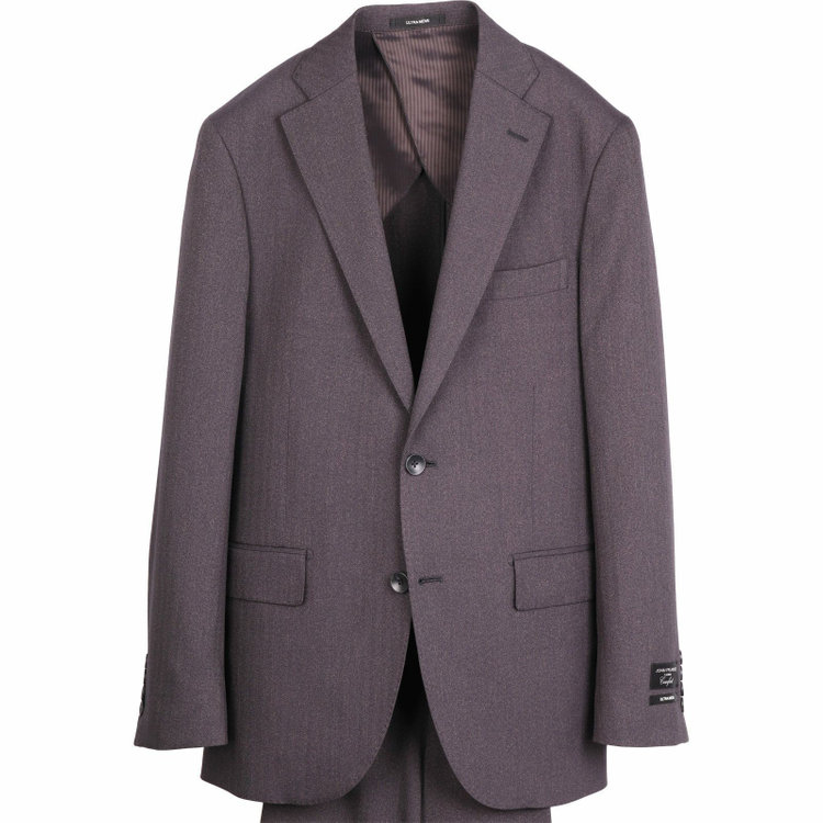 ＪＰ コンフォート 【JOHN PEARSE comfort】【秋冬】2釦シングルスーツ ショートタック/グレー×ヘリンボーンストライプ/ULTRA MOVE/TRABEST/ウォッシャブル/ストレッチ グレー系(灰)