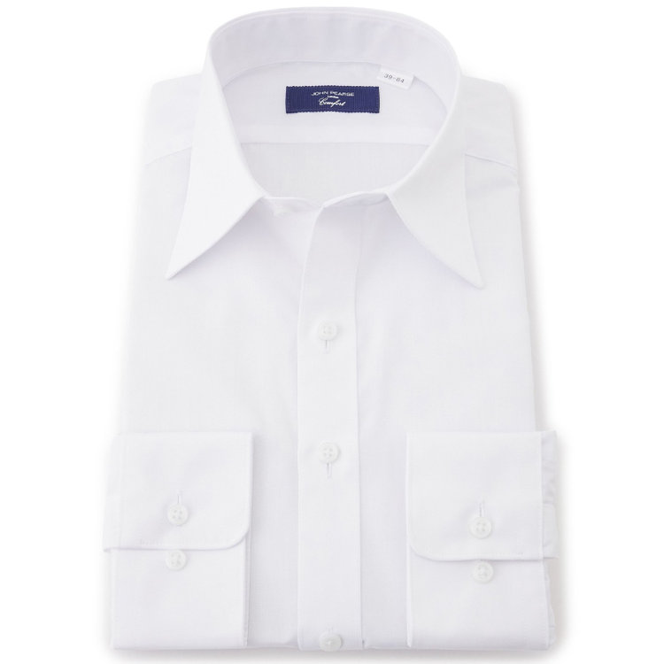 KONAKA　アウトレット 【WEB限定/OUTLET/汚れ・キズ等有】【JOHN PEARSE comfort navy】【STYLISH】【形態安定】レギュラーカラーワイシャツ/ホワイト 白