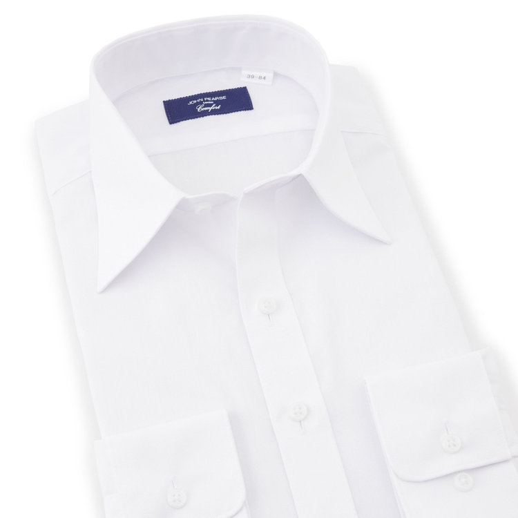 KONAKA　アウトレット 【WEB限定/OUTLET/汚れ・キズ等有】【JOHN PEARSE comfort navy】【STYLISH】【形態安定】レギュラーカラーワイシャツ/ホワイト 白