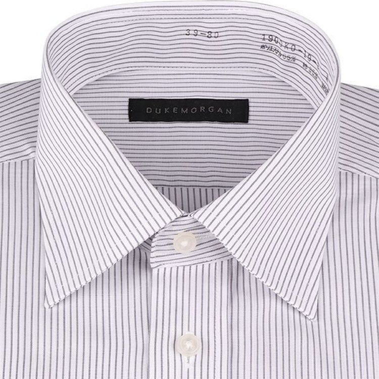 ＤＵＫＥ ＭＯＲＧＡ 【発送在庫あり】【DUKEMORGAN】【形態安定】ワイドカラーワイシャツ/グレー×ストライプ グレー中間
