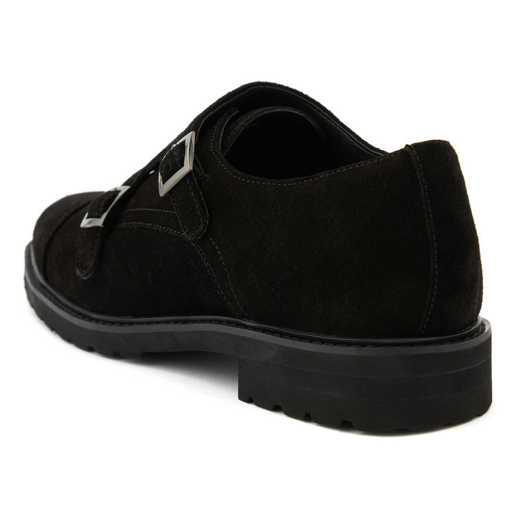 ＪＰコンフォート ネイビー 【JOHN PEARSE comfort】イタリースエードダブルモンクシューズ/ブラック/セメント製法 黒