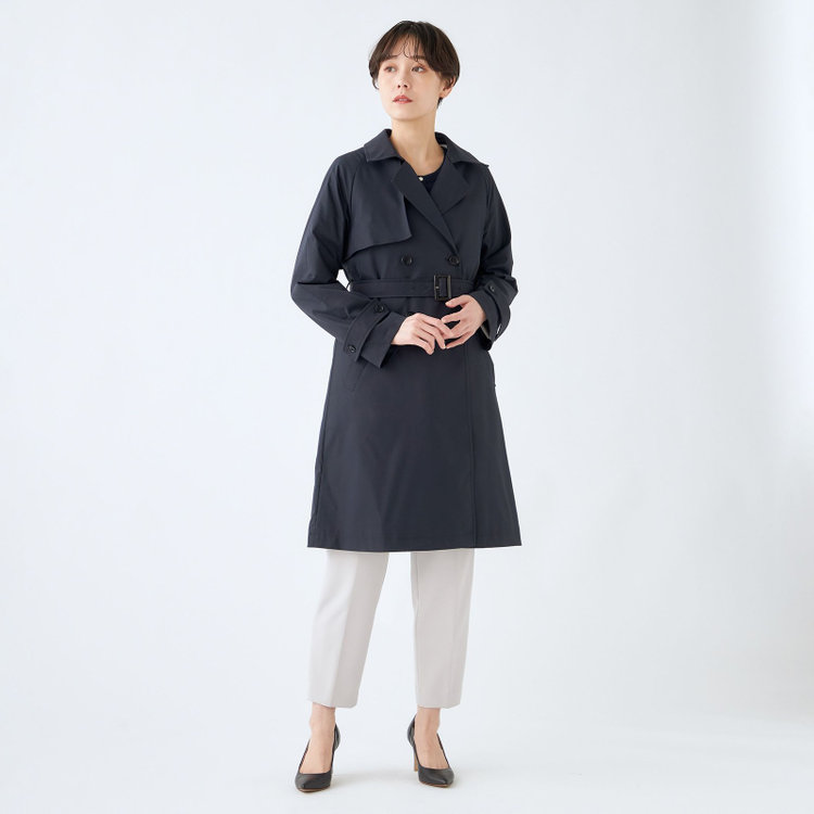 ナチュラル　ビューティー 【NATURAL BEAUTY】ダブルトレンチベルテッドコート/ネイビー 紺中間