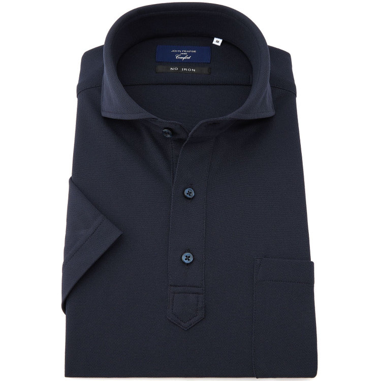 ＪＰコンフォート ネイビー 【発送在庫あり】【WEB限定】【半袖】【JOHN PEARSE comfort navy】カッタウェイビズポロシャツ プルオーバータイプ/ネイビー/ULTRA MOVE「ニット素材」「ノーアイロン」「ストレッチ」「高通気性」 青濃色