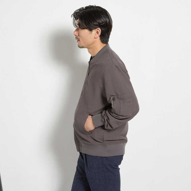 スタンリーブラッカ  【stanley blacker new york】シアサッカー MA-1/ブラウン 茶中間