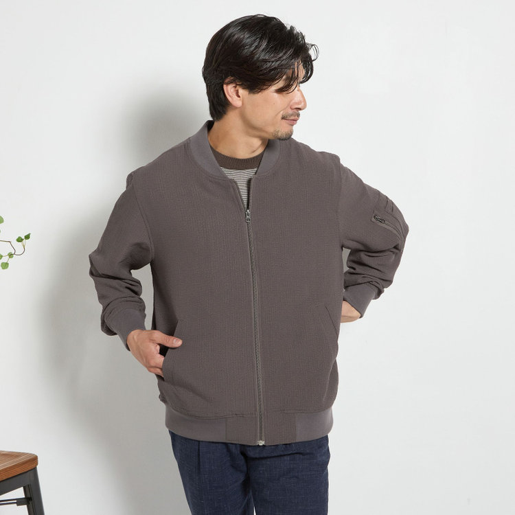  【stanley blacker new york】シアサッカー MA-1/ブラウン