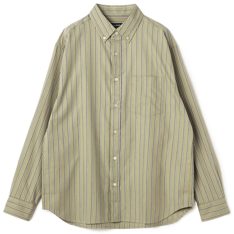 ライル＆スコット 【LYLE&SCOTT】【長袖】ボタンダウンカジュアルシャツ/グリーン×ストライプ 緑淡色