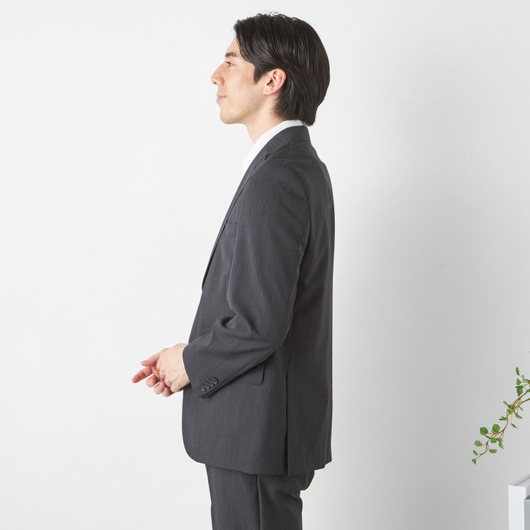 ＪＰ コンフォート 【JOHN PEARSE comfort】【春夏】2釦シングルスーツ ショートタック テーパードパンツ/ ダークグレー / SHOWER CLEAN ※裾直し必要 グレー濃色