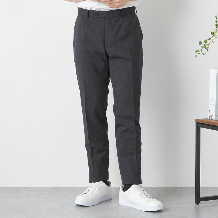 ＪＰ コンフォート 【JOHN PEARSE comfort】【春夏】2釦シングルスーツ ショートタック テーパードパンツ/ ダークグレー / SHOWER CLEAN ※裾直し必要 グレー濃色