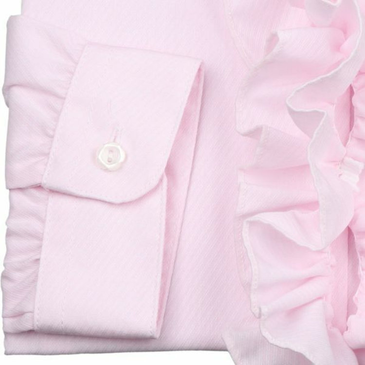 ｱｰｽﾐｭｰｼﾞｯｸ&ｴｺﾛｼﾞｰ 【earth music&ecology】スキッパーカラーブラウス/ピンク×ドビーストライプ/脱着式フリル ピンク系(桃)