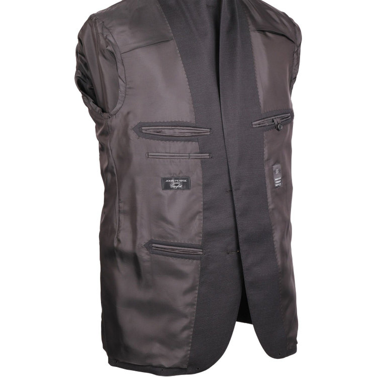 ＪＰ コンフォート 【JOHN PEARSE comfort】【春夏】2釦シングルスーツ 1タック/ブラック/REAL BLACK COLLECTION/NEW ZEALAND LIMITED WOOLSHOWER CLEAN/SustainaBee Wool ブラック系(黒)