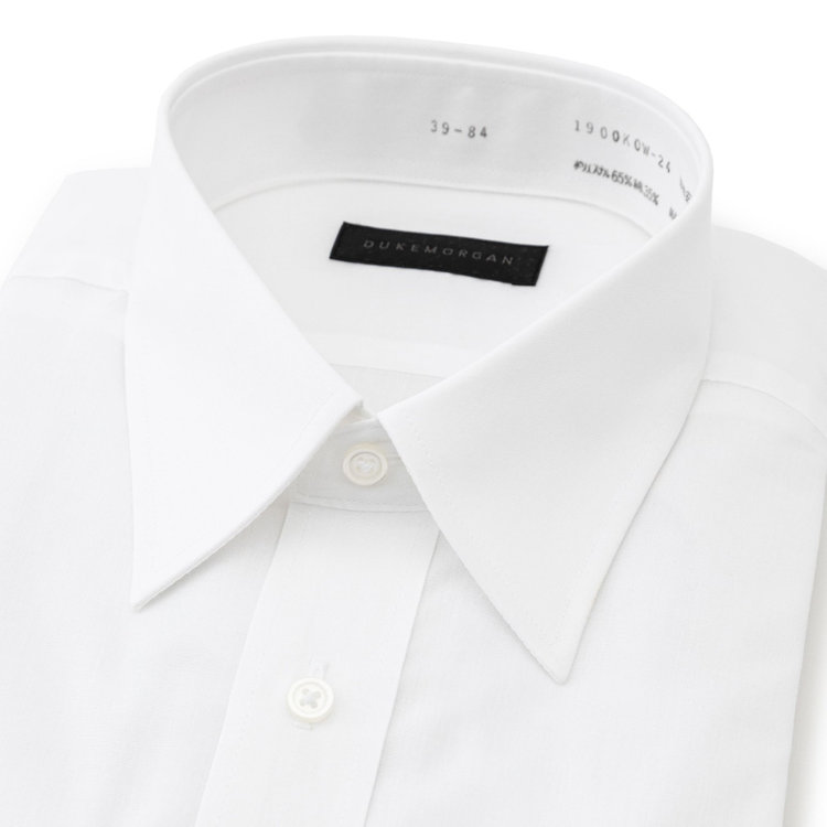 ＤＵＫＥ ＭＯＲＧＡ 【発送在庫あり】【DUKEMORGAN】【形態安定】レギュラーカラーワイシャツ/ホワイト×ブロード 白