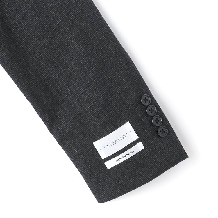 ＫＡＮＳＡＩＭＡＮ 【KANSAIMAN collection】【秋冬】2釦シングルスーツ ショートタック/グレー×ストライプ/SHOWER CLEAN/※裾上げ必要 グレー濃色