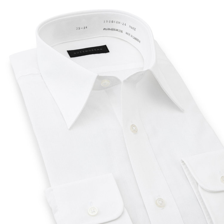 ＤＵＫＥ ＭＯＲＧＡ 【発送在庫あり】【DUKEMORGAN】【形態安定】レギュラーカラーワイシャツ/ホワイト×ブロード 白