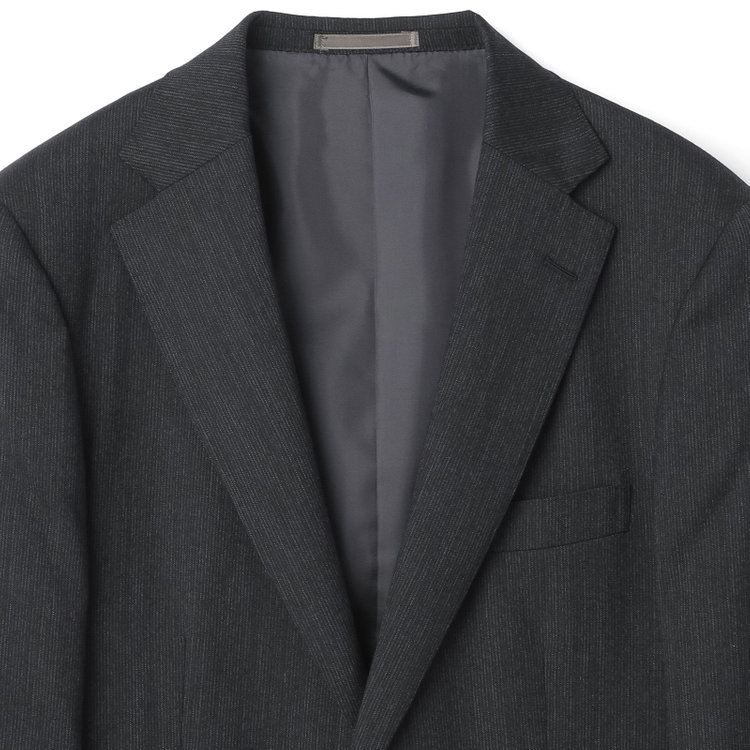 ＫＡＮＳＡＩＭＡＮ 【KANSAIMAN collection】【秋冬】2釦シングルスーツ ショートタック/グレー×ストライプ/SHOWER CLEAN/※裾上げ必要 グレー濃色