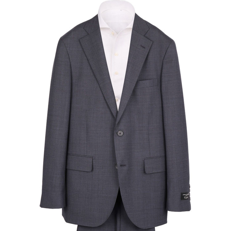 ＪＰ コンフォート 【JOHN PEARSE comfort】【春夏】2釦シングルスーツ 1タック/ネイビー×チェック/REAL NAVY COLLECTION/NEW ZEALAND LIMITED WOOLSHOWER CLEAN/SustainaBee Wool ネイビー系(紺)