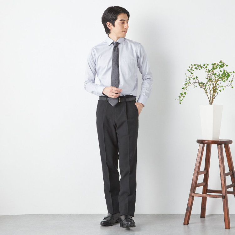 ハイスペックモーション 【HIGH SPEC MOTION】【年間】ワンタックパンツ / ブラック×無地 / ウォッシャブル ※裾直し必要 黒