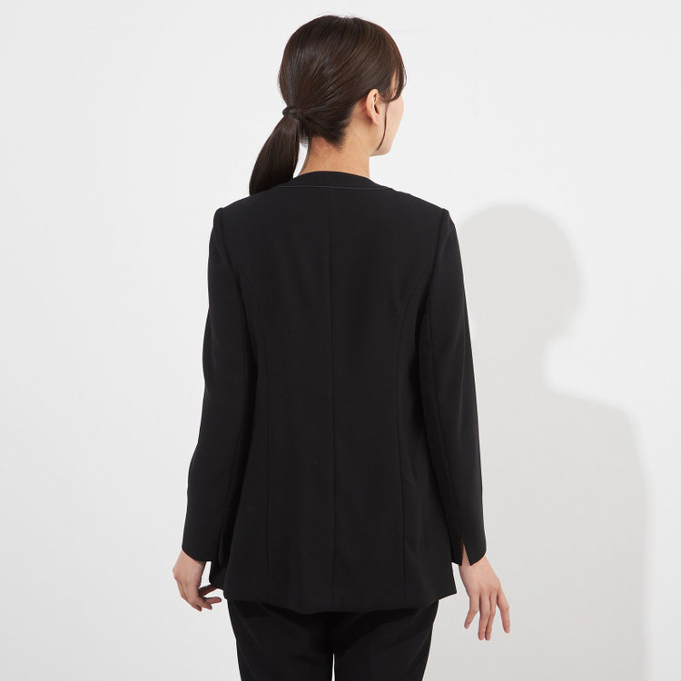 ソノタ（KONAKA用） 【年間】パンツスーツフォーマル/ノーカラーアンサンブル/ウォッシャブル/ストレッチ 黒