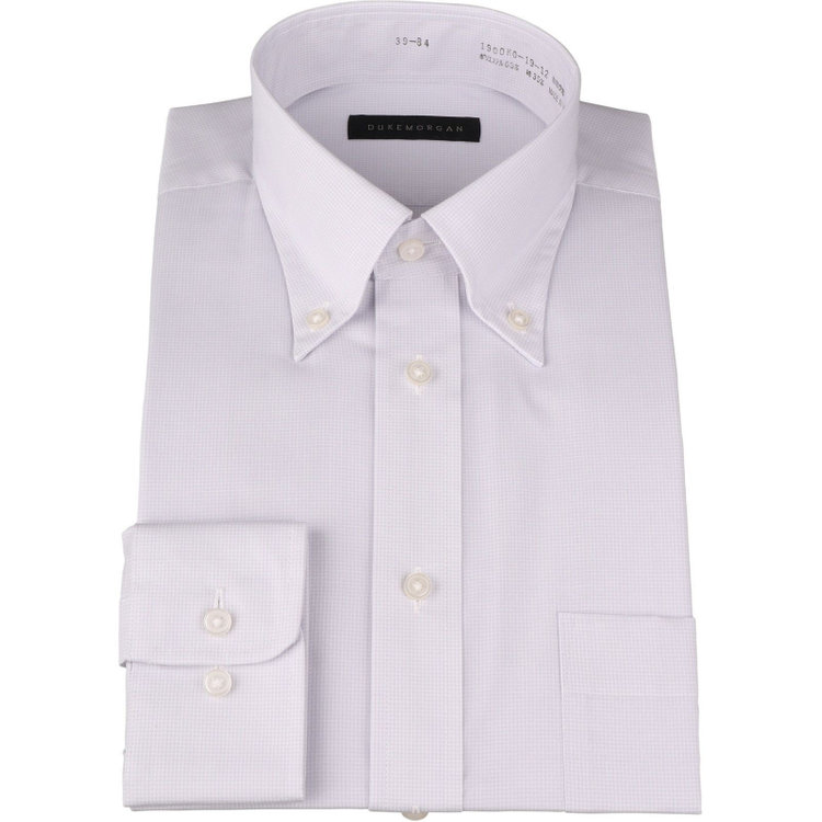 ＤＵＫＥ ＭＯＲＧＡ 【DUKEMORGAN】【形態安定】ボタンダウンワイシャツ/グレー＆ホワイト×チェック グレー中間