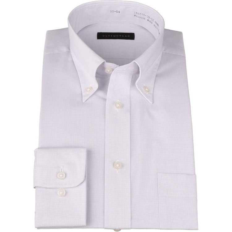 ＤＵＫＥ ＭＯＲＧＡ 【DUKEMORGAN】【形態安定】ボタンダウンワイシャツ/グレー＆ホワイト×チェック グレー中間