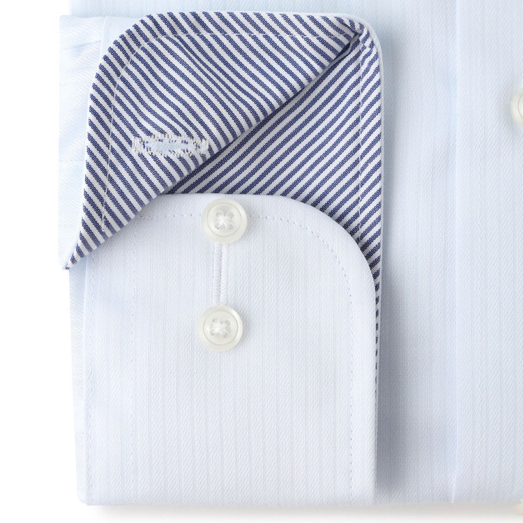 ＪＰコンフォート ネイビー 【JOHN PEARSE comfort navy】【STYLISH】【形態安定】ワイドカラーワイシャツ/ブルー×ドビーストライプ 青淡色