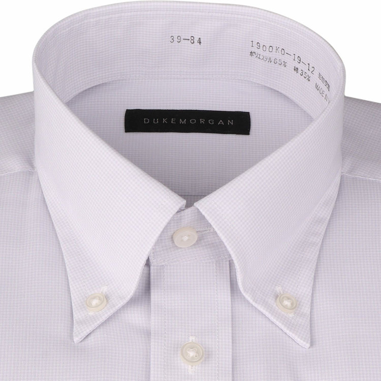 ＤＵＫＥ ＭＯＲＧＡ 【DUKEMORGAN】【形態安定】ボタンダウンワイシャツ/グレー＆ホワイト×チェック グレー中間