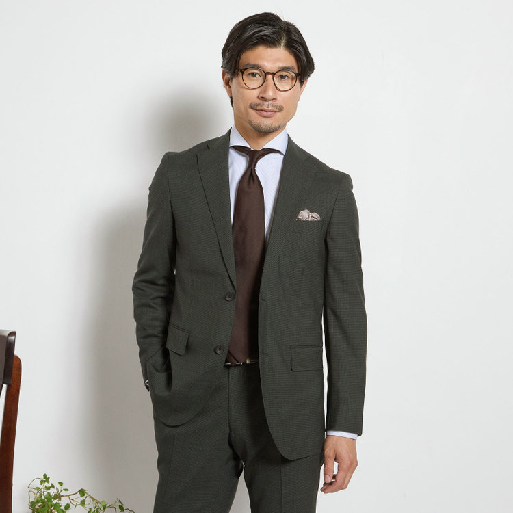 ＪＰ コンフォート 【JOHN PEARSE comfort】【春夏】2釦シングルスーツ ショートタック/グレー×チェック/REAL GRAY/NEW ZEALAND WOOL/SHOWER CLEAN/SustainaBee Wool/※裾上げ必要 黄淡色