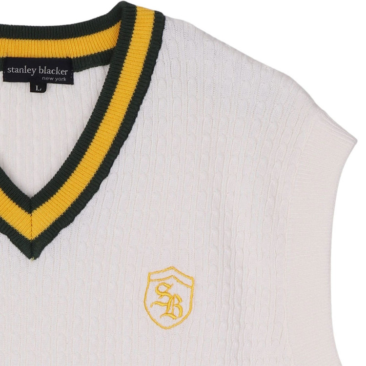 スタンリーブラッカ 【stanley blacker new york】リラックススタイルチルデンニットベスト/ホワイト ホワイト系(白)