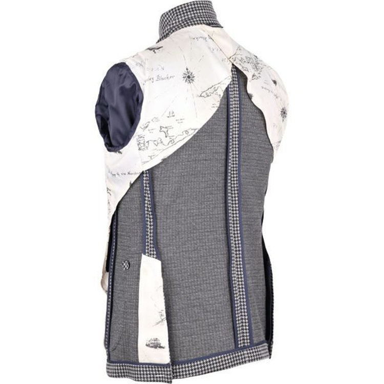 スタンリーブラッカ 【stanley blacker】【秋冬】2釦シングルジャケット/グレー×ハウンドトゥース/ニット素材 グレー系(灰)