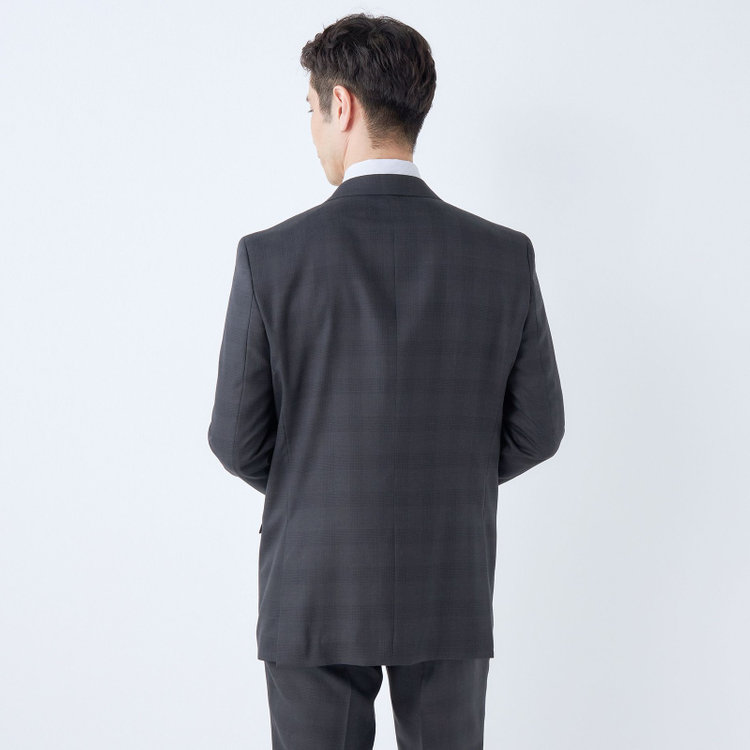 ＫＡＮＳＡＩＭＡＮ 【KANSAIMAN collection】【春夏】Real gray collection / グレー×チェック/ 2釦ワンタック/ シャワークリーン/ シロセット ※裾直し必要 グレー濃色