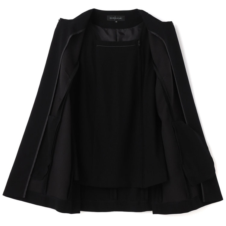 ソノタ（KONAKA用） 【年間】パンツスーツフォーマル/ノーカラーアンサンブル/ウォッシャブル/ストレッチ 黒