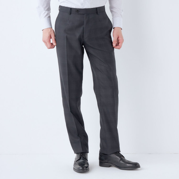 ＫＡＮＳＡＩＭＡＮ 【KANSAIMAN collection】【春夏】Real gray collection / グレー×チェック/ 2釦ワンタック/ シャワークリーン/ シロセット ※裾直し必要 グレー濃色
