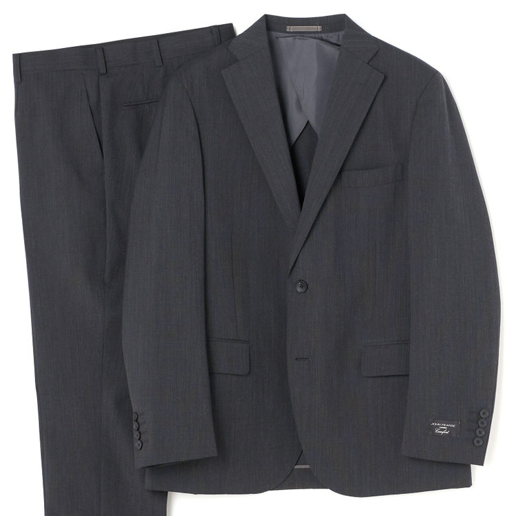 ＪＰ コンフォート 【JOHN PEARSE comfort】【春夏】2釦シングルスーツ ショートタック テーパードパンツ/ ダークグレー / SHOWER CLEAN ※裾直し必要 グレー濃色