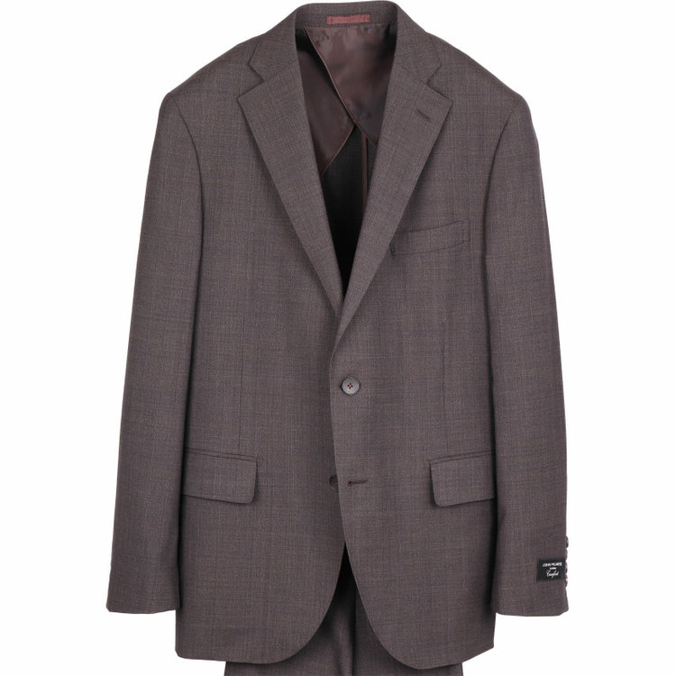 ＪＰ コンフォート 【JOHN PEARSE comfort】【春夏】2釦シングルスーツ 1タック/グレー×チェック/REAL BROWN COLLECTION/NEW ZEALAND LIMITED WOOLSHOWER CLEAN/SustainaBee Wool ブラウン系(茶)