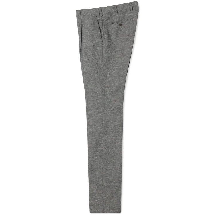 スタンリーブラッカ 【stanley blacker new york】【春夏】1タックテーパードパンツ/グレー×リネンブレンド/ウエストムーブ仕様/※裾上げ必要 グレー中間