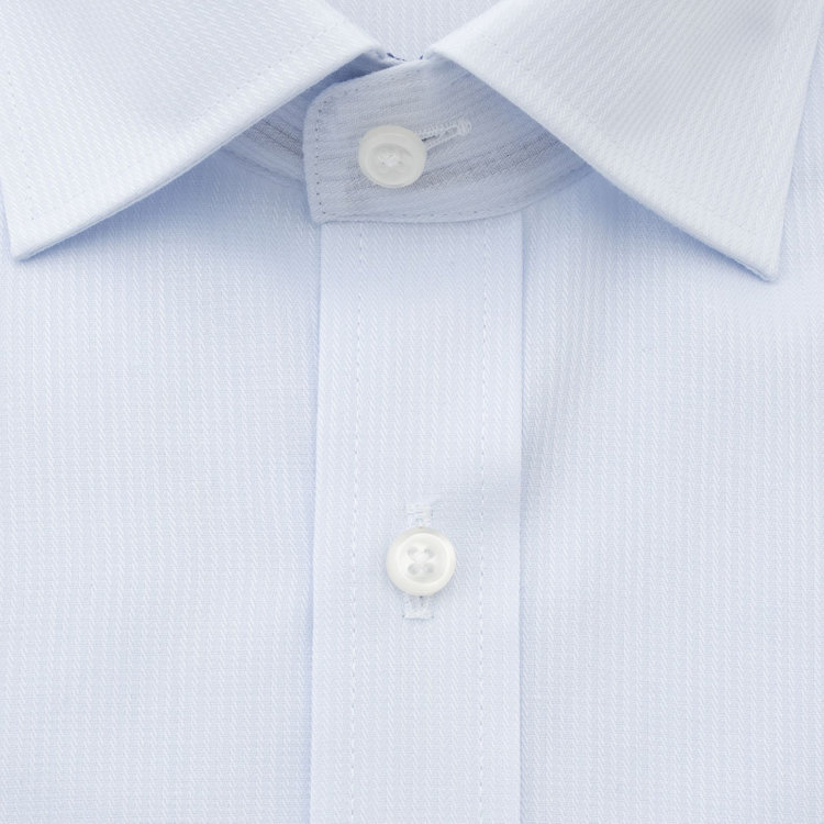 ジョンピアースブラック 【JOHN PEARSE Black】【SLIM】【形態安定】ワイドカラードレスワイシャツ/サックス×ドビーストライプ/襟袖裏別布 青淡色