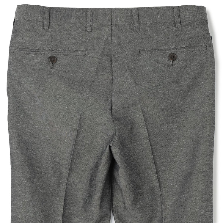 スタンリーブラッカ 【stanley blacker new york】【春夏】1タックテーパードパンツ/グレー×リネンブレンド/ウエストムーブ仕様/※裾上げ必要 グレー中間