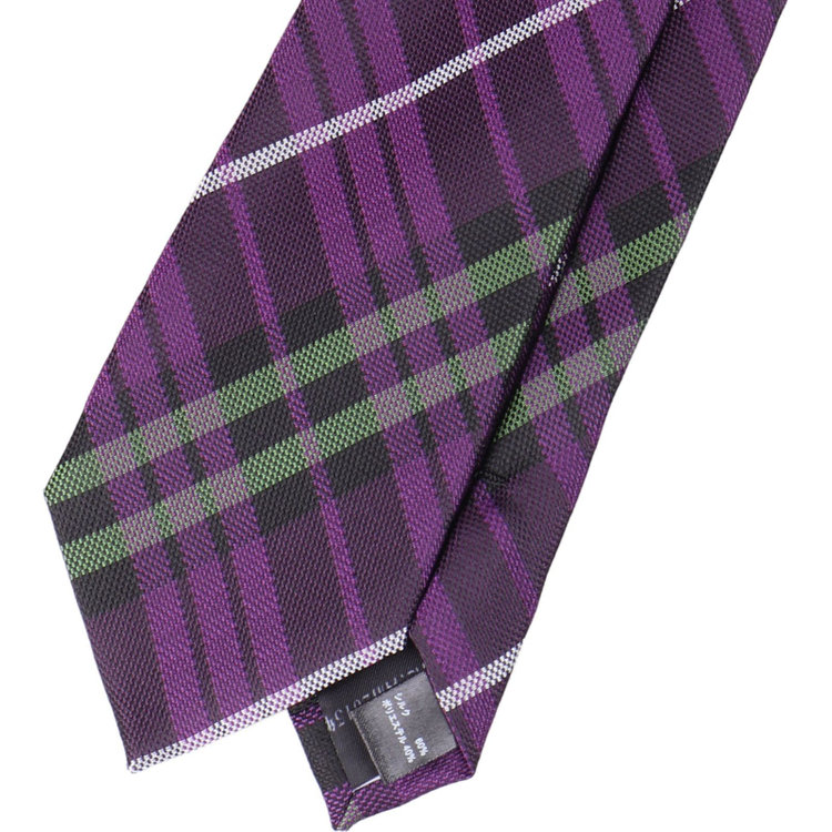 ソノタ（KONAKA用） 【RADIO EVA】【エヴァンゲリオン】シルクブレンドチェックネクタイ 7.5cm幅/パープル×グリーン×ブラック その他