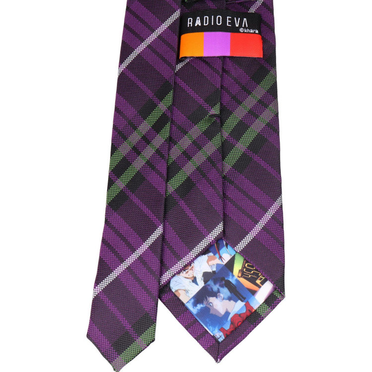 ソノタ（KONAKA用） 【RADIO EVA】【エヴァンゲリオン】シルクブレンドチェックネクタイ 7.5cm幅/パープル×グリーン×ブラック その他