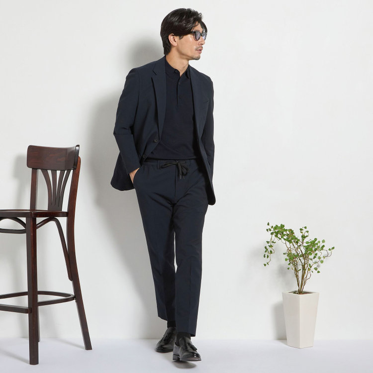 ＵＷＳ ＷＯＲＫ 【ULTRA WORK SUIT】【春夏】セットアップパンツ/ネイビー/ドローコード/裾上げ済み仕様 紺濃色