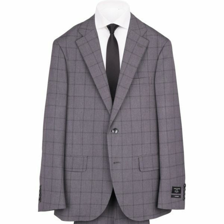 KONAKA　アウトレット 【WEB限定/OUTLET/汚れ・キズ等有】【JOHN PEARSE comfort】【春夏】2釦シングルスーツ 1タック/グレー×ウィンドペン/ULTRA MOVE/TRABEST グレー系(灰)